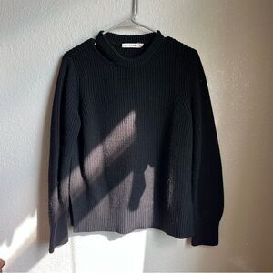 Rag & Bone Chunky Knit Crewneck Cutout Sweater Black